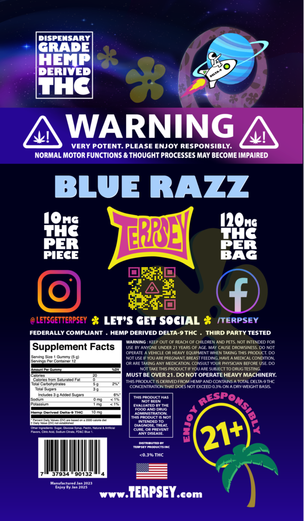 Blue-Raz Delta9 12ct Gummy Bag