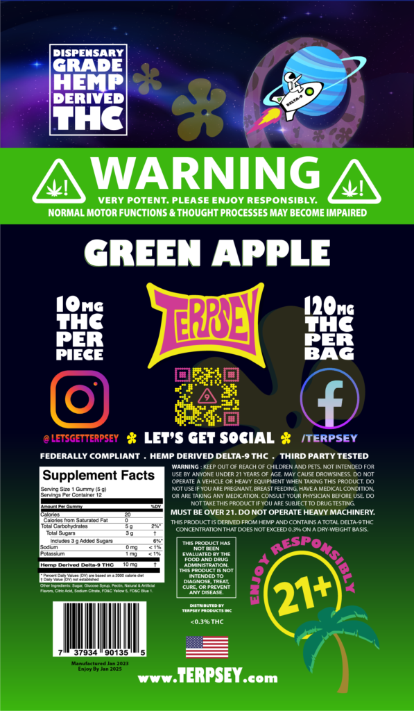 Green Sour Apple Delta9 12ct Gummy Bag