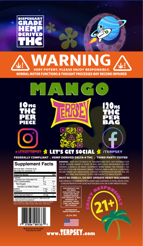 Mango Delta9 12ct Gummy Bag